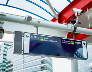 Sign and survillance camera