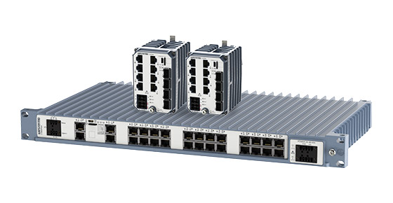 Hardened network switches and routers for rail trackside systems.