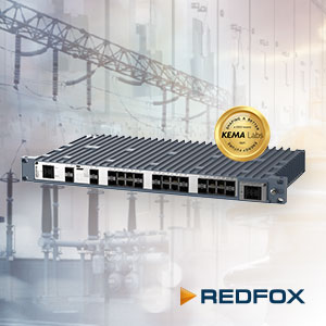 Westermo Redfox-5728 managed Ethernet substation automation switch.