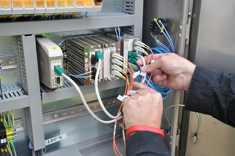 Cabinet with Westermo networking devices.