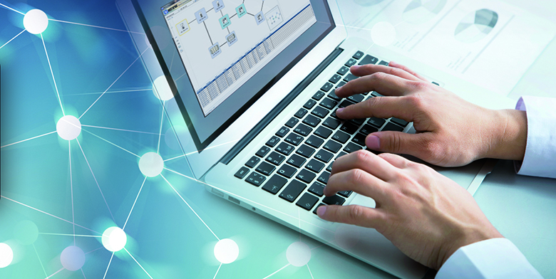 Network configuration tool on laptop.