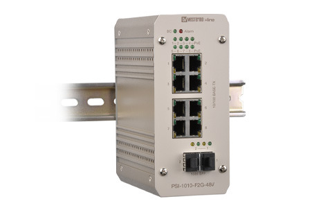 Industrial 8 port PoE + 2Gb port Booster PoE Switch PSI-1010-F2G-48V by Westermo.