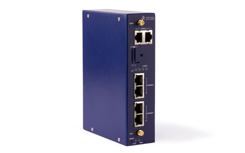 Front view of the Virtual Access GW2028W Industrial Cellular Router.