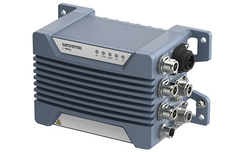 Westermo Ibex-RT-280 IWLAN Dual Fibre Access Point, right view.