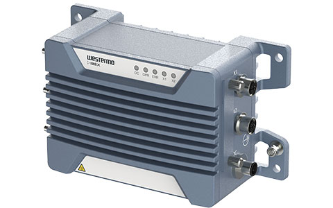 Left angle view of the Ibex-RT-330 EN 50155 Mobile LTE Router by Westermo.