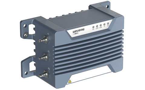 Right angle view of the Ibex-RT-330 EN 50155 Mobile LTE Router by Westermo.