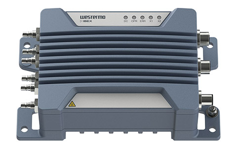 Westermo Ibex-RT-610 EN 50155 WLAN Dual Radio Access Point, front angle view.