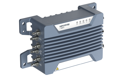 Westermo Ibex-RT-610 EN 50155 WLAN Dual Radio Access Point, left view.