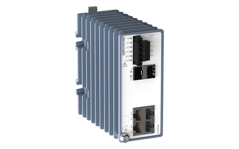 Product details for Westermo Lynx 3306-F2G-T4-LV Gen 2 industrial Layer 2 managed Ethernet switch.