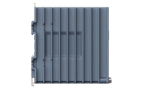 Image of the left side of lynx 3510, an industrial poe Ethernet switch with DIN-rail mounting
