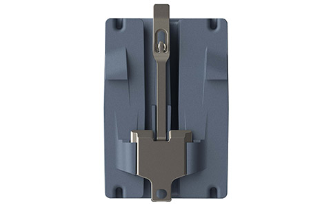 Westermo Industrial Gigabit Switch Lynx 5512 back and DIN-clip.