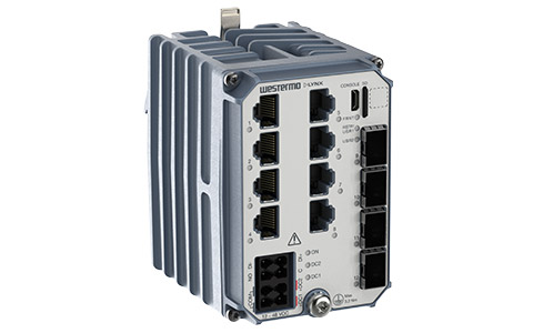 Westermo Industrial Gigabit Switch Lynx 5512 front left view.