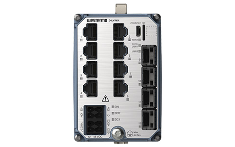 Westermo Substation Automation Switch Lynx 5612 front view.