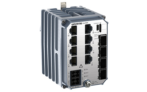 Westermo Substation Automation Switch Lynx 5612 left front view.