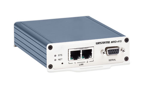 Front view of industrial cellular 4G LTE Router Westermo MRD-415.