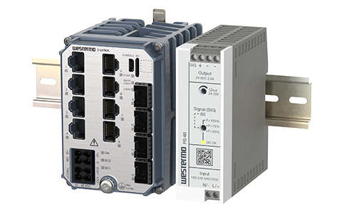 Right view of the Westermo PS-60 Power Supply and Lynx-5612 Substation Automation Ethernet Switch.