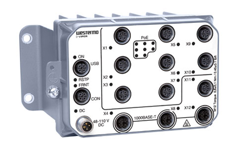 Managed Gbps PoE Routing Switch EN 50155 Westermo Viper-212A-T3G-P8-HV