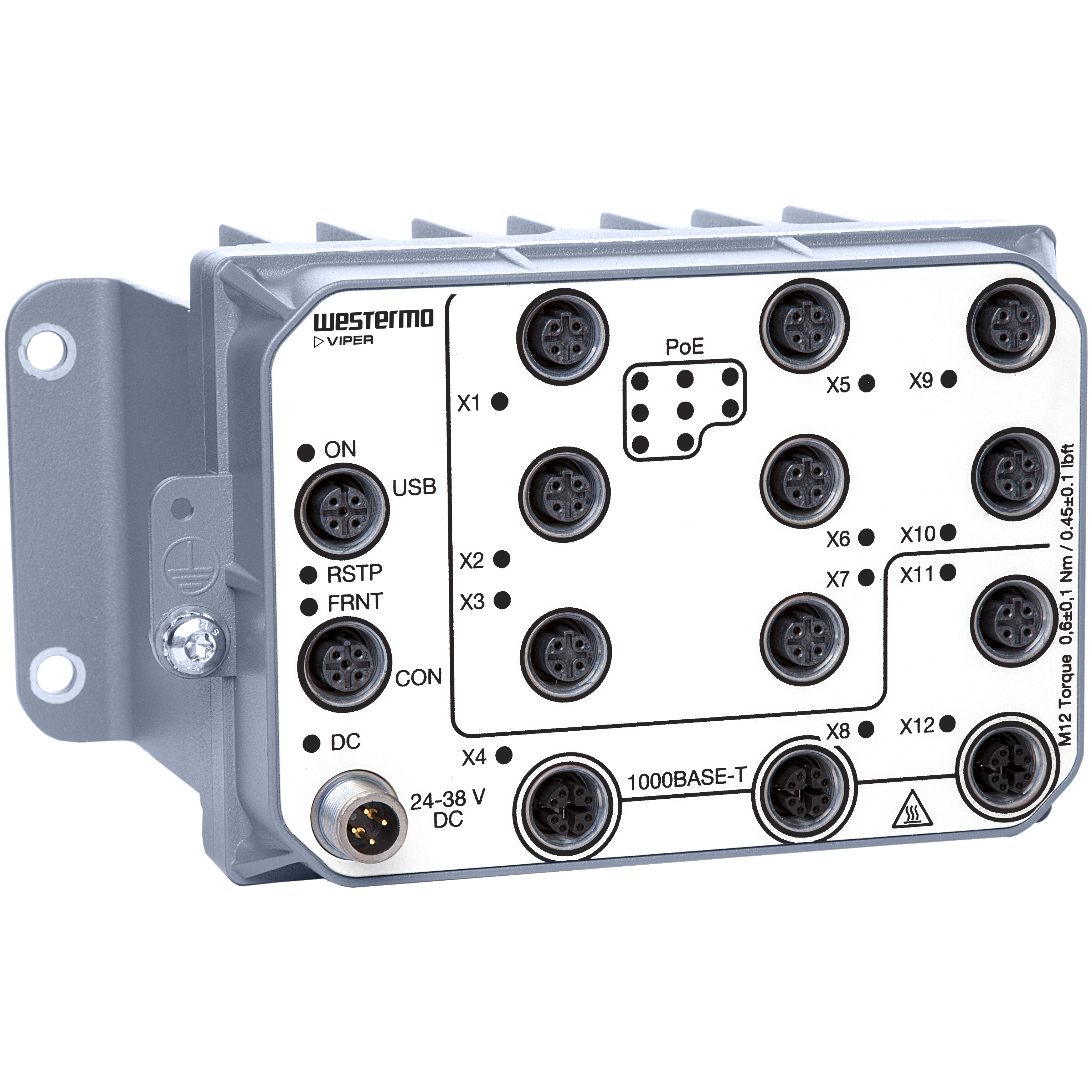 Managed Gbps PoE Routing Switch EN 50155 Westermo Viper-212A-T3G-P8-LV.