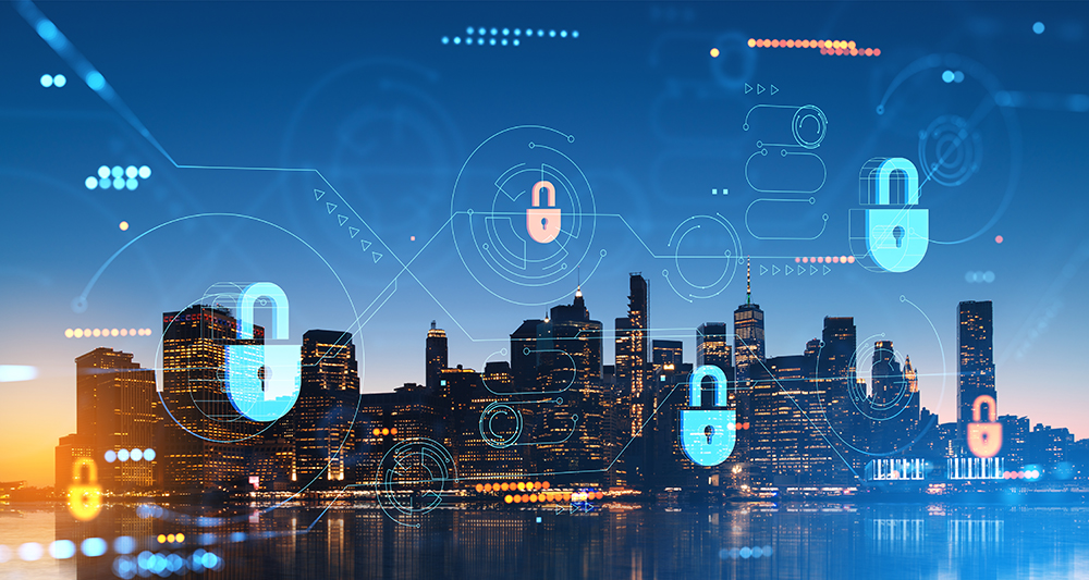 A mission-critical environment with cybersecurity symbols