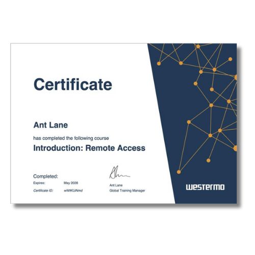 image of a certificate from Westermo Academy