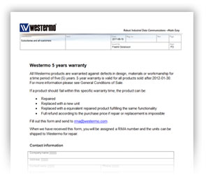 repair and warranty westermo rma form